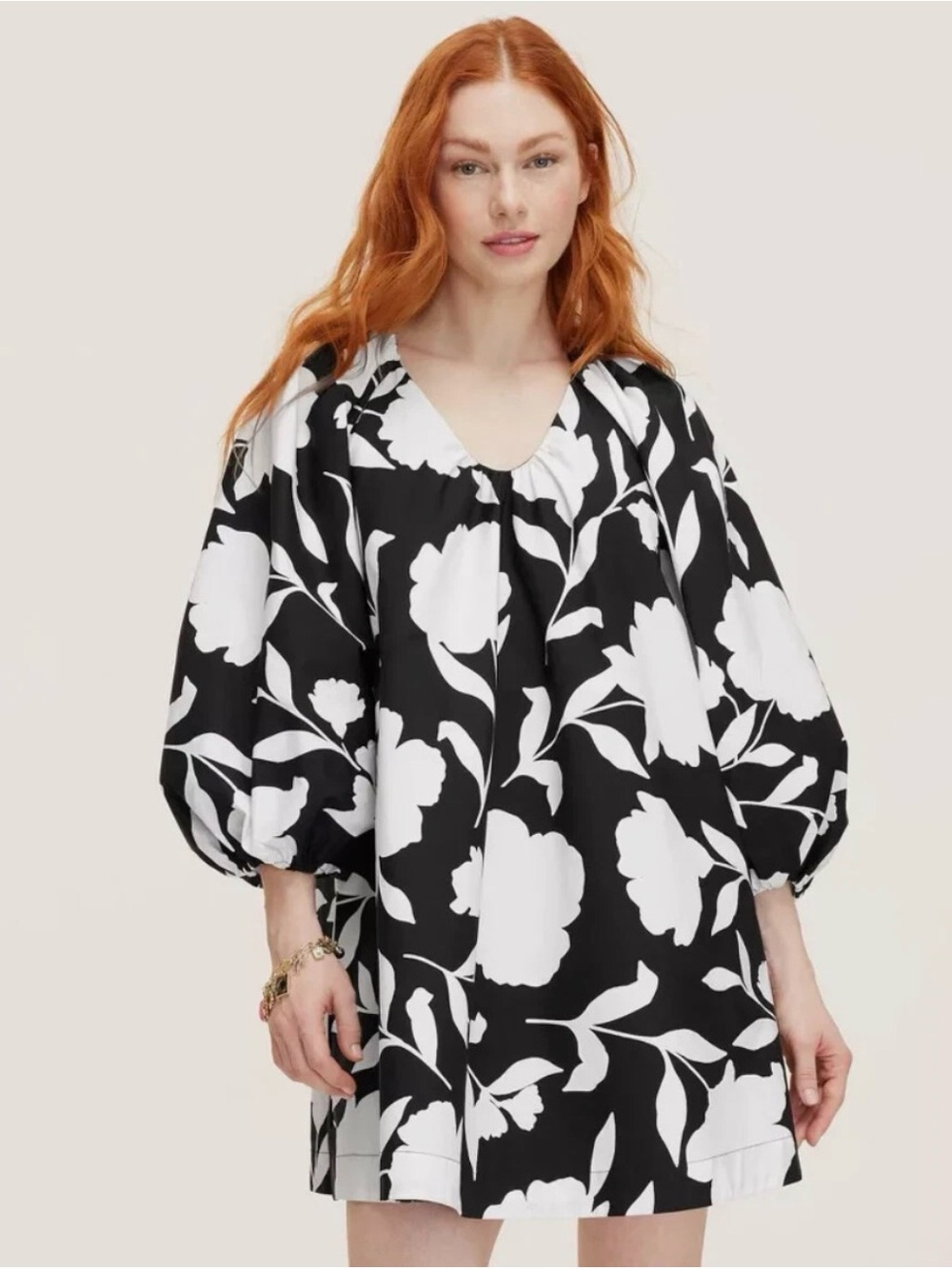 Kate Spade Floral Puff-Sleeve Dress